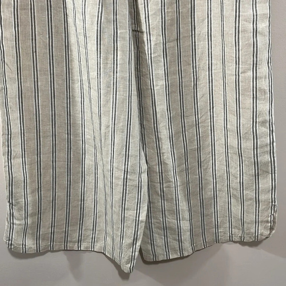 NWOT Coldwater Creek 100% Linen Pull On Wide Leg Crop Pants Striped L - Picture 8 of 15